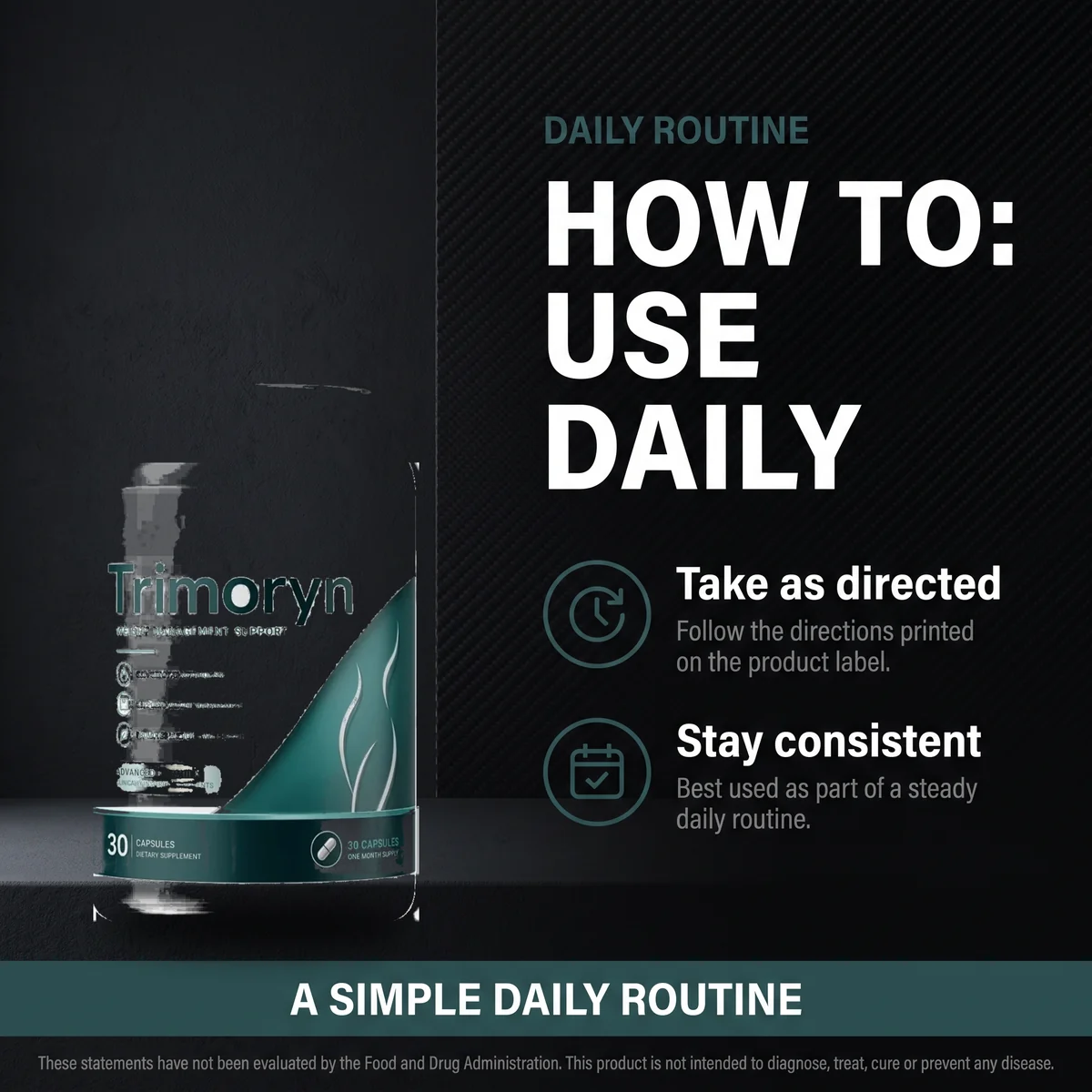 How to use Trimoryn daily: one capsule before a meal, taken consistently